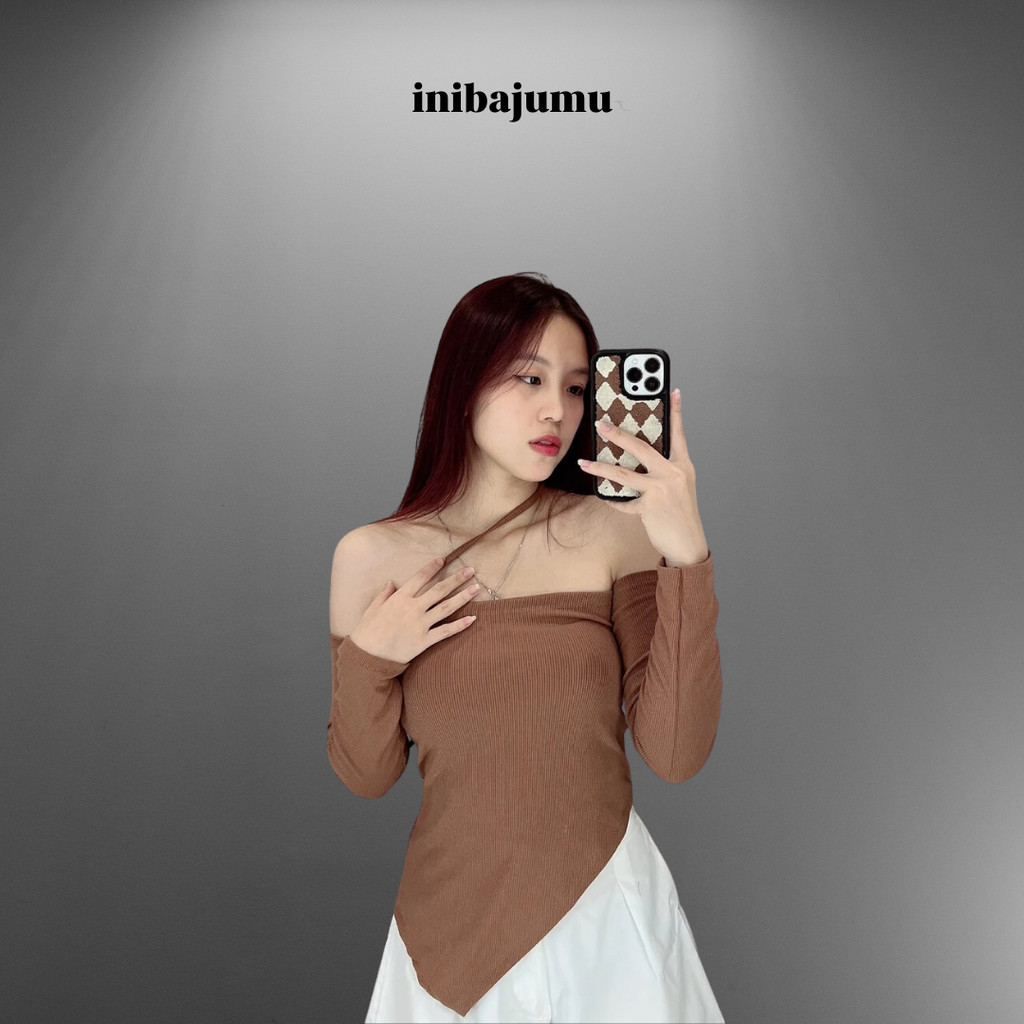 inibajumu - Megan Top / Atasan Wanita Korean Style Murah / Atasan Knit Rib Wanita Korean Top Baju Kn