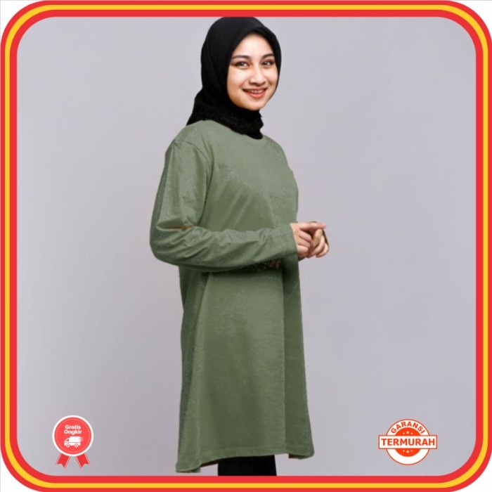 Pakaian Wanita Tunik Premium Murah Kekinian /kaos polos tunik untuk muslimah bahan cotton combed 24s