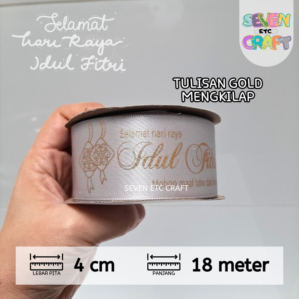 

Pita Satin Idul Fitri Lebaran Premium 1,5 inch Silver