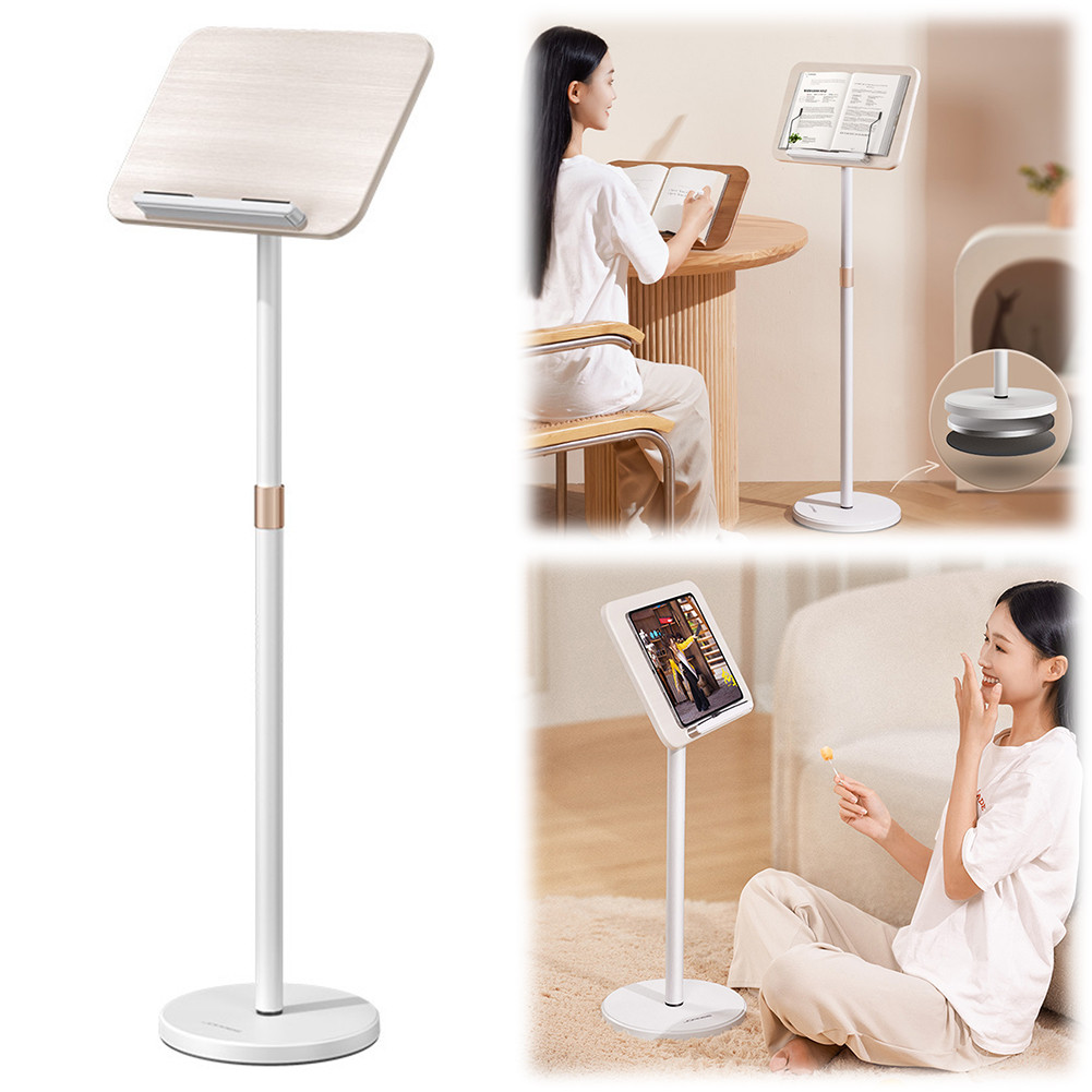 

Floor Book Stand with Page Paper Clip Standing Book Stand Height Adjustable Laptop Display Holder for Reading Hands Free