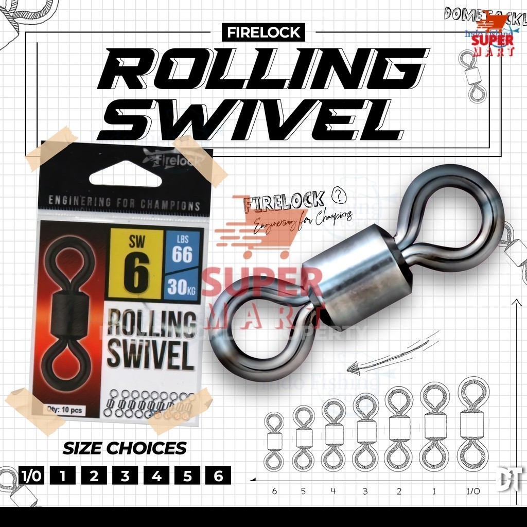 Supermart Surabaya Firelock Kili Kili Rolling Swivel Pancing 1/0 1 2 3 4 5 6 Saltwater Firelock Pera
