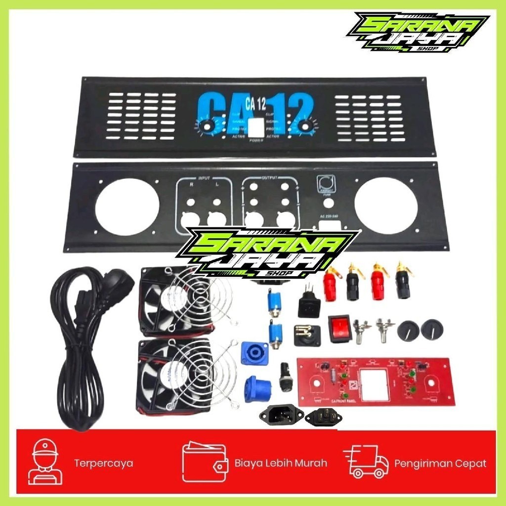 Paket Plat Panel Depan Belakang CA12 Power Amplifier Stereo Full Accessories