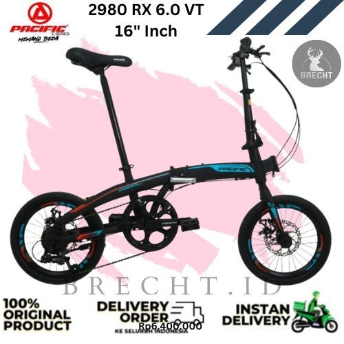 Sepeda Lipat Pacific 2980 RX 6.0 Disc V.T 20inch Sepeda Dewasa - Black Blue