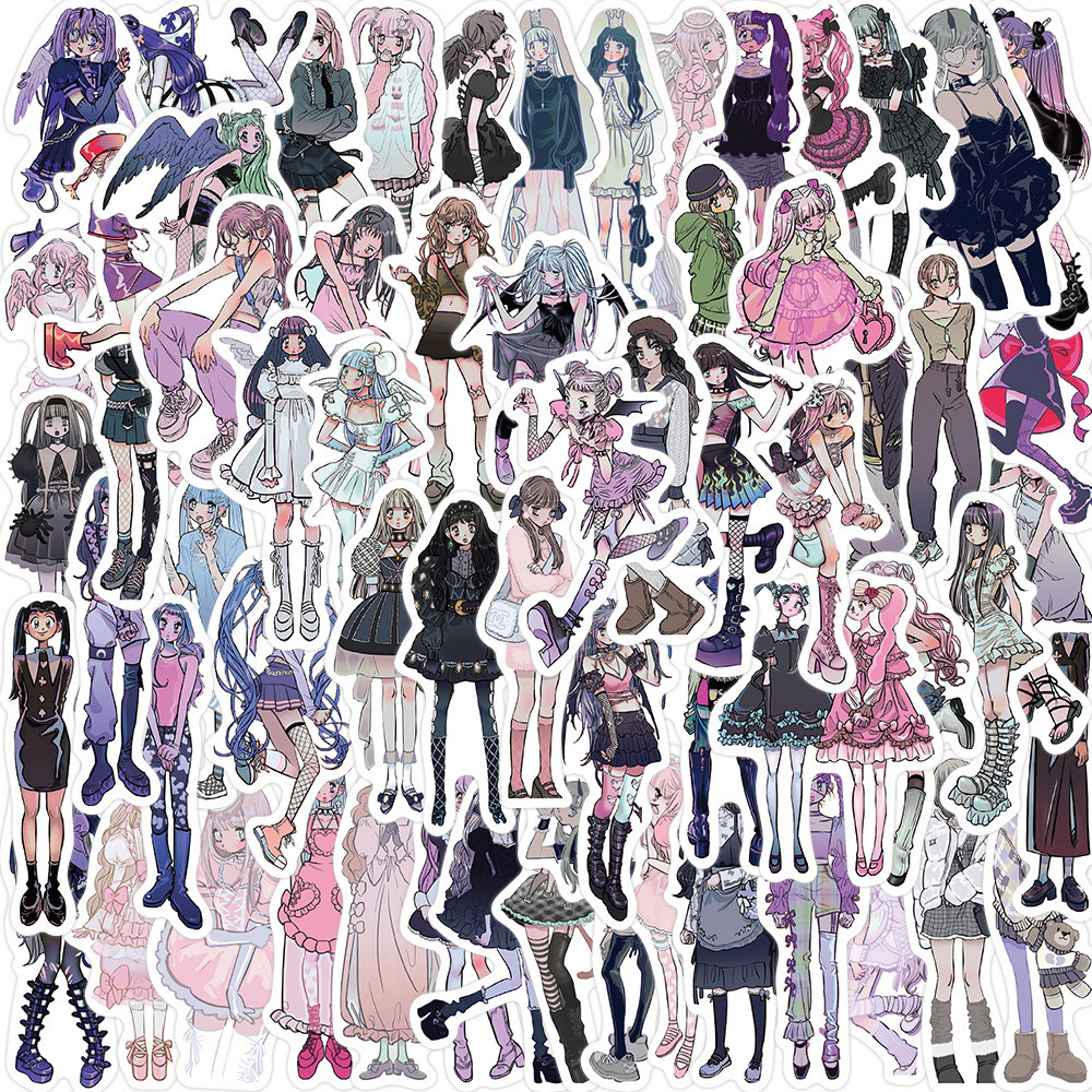 

Domi Girl Graffiti Stickers, Decorative Guitar, Notebook, Luggage, Stationery, DIY, Waterproof, Modern, 63pcs