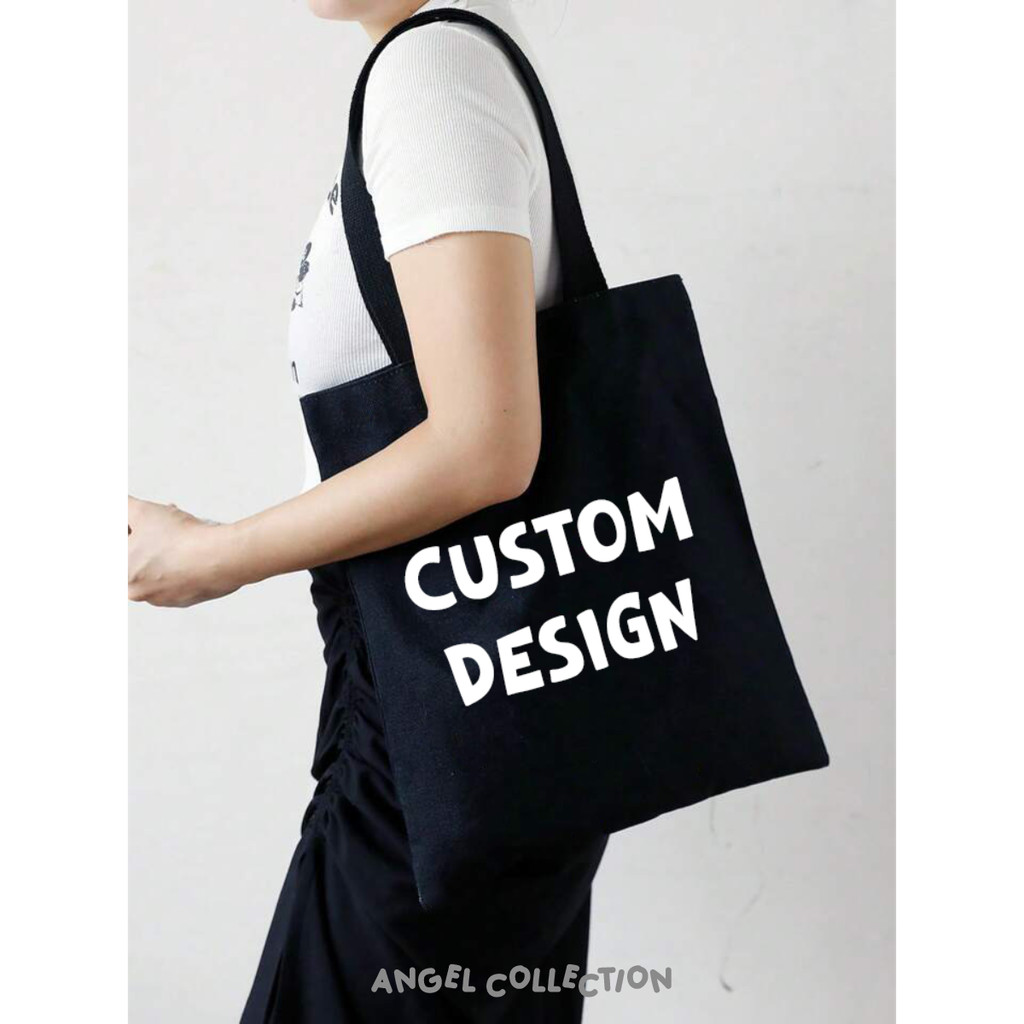 ENJEL Tas Tote Bag Hitam CUSTOM SUKA SUKA 100% Kanvas Polos Aesthetic Ukuran 30x40 Enjel Collection