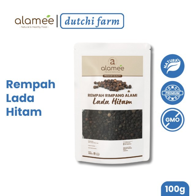 

ALAMEE Lada Hitam Biji Organik Utuh Whole Black Pepper Blackpepper Rempah Rimpang Organik Alami 100g Dutchi Farm