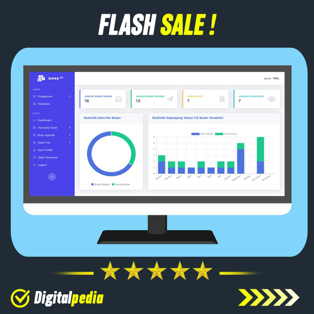 Source Code Aplikasi Sistem Arsip Surat Keluar Masuk Disposisi E-Arsip Archive Siap Pakai