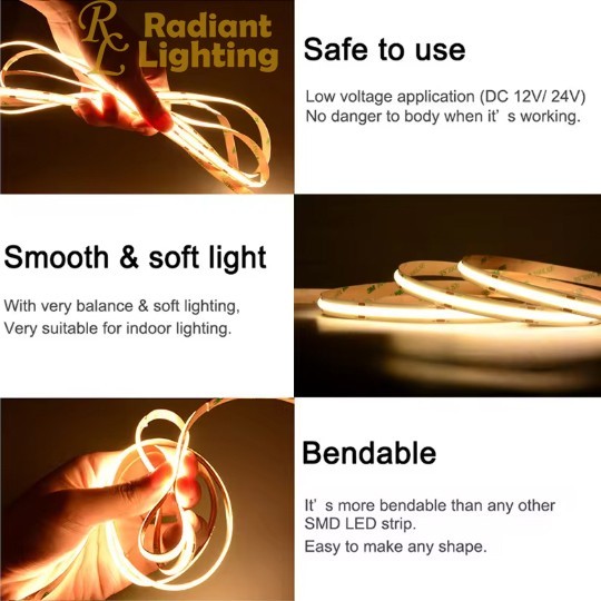 Lampu DOTLESS COB LED Strip Light 12 Volt 1 Roll=5 Meter