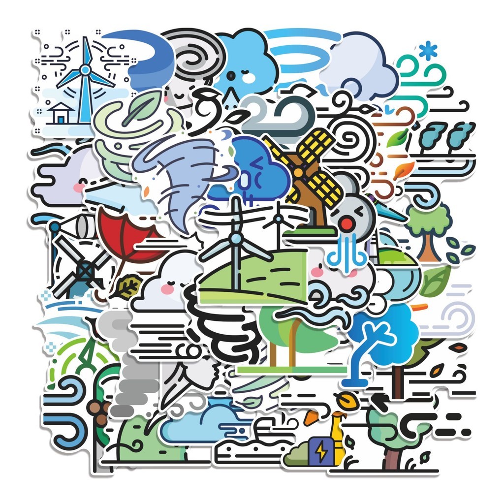 

COD 50 Pcs Stiker Angin (Wind) Lucu Anti Air Untuk Dekorasi Notebook Sepeda Skateboard Handphone