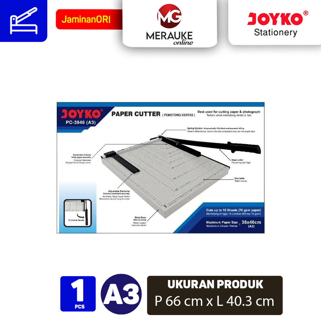 

JOYKO Paper Cutter / Pemotong Kertas Ukuran A3 PC-3846