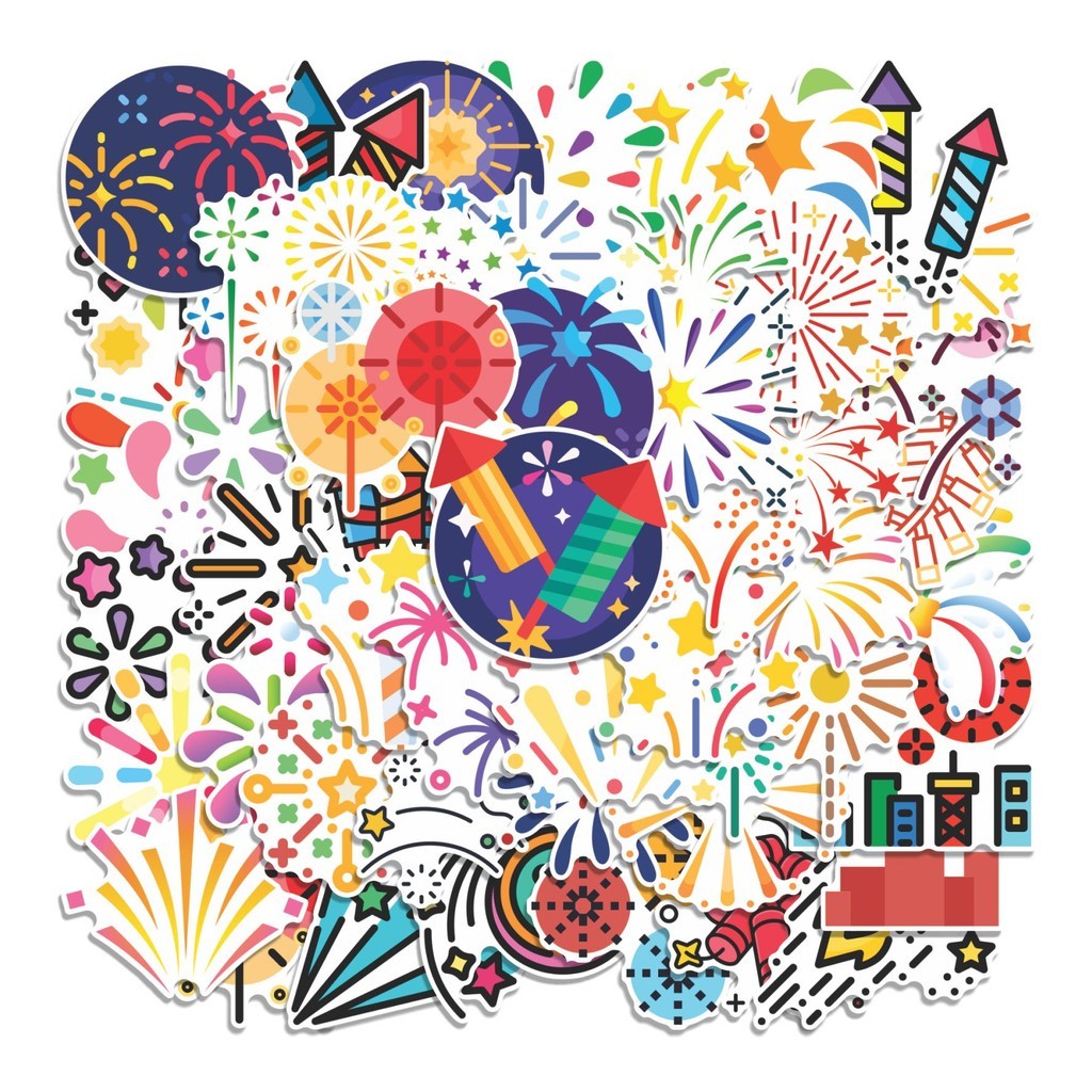 

COD 50 Pcs Stiker Kembang Api (Fireworks) Lucu Anti Air Untuk Dekorasi Notebook Sepeda Skateboard Handphone