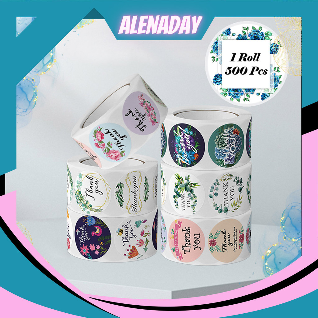 

ALENADAY - Stiker label Thank You 500 pcs ( 1 Roll ) 25mm Sticker kartu ucapan logo surat box STC01