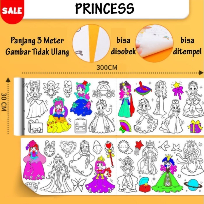 

Mainan Anak Drawing Roll Menggambar Mewarnai FREE Crayon 12 Pcs - Makanan