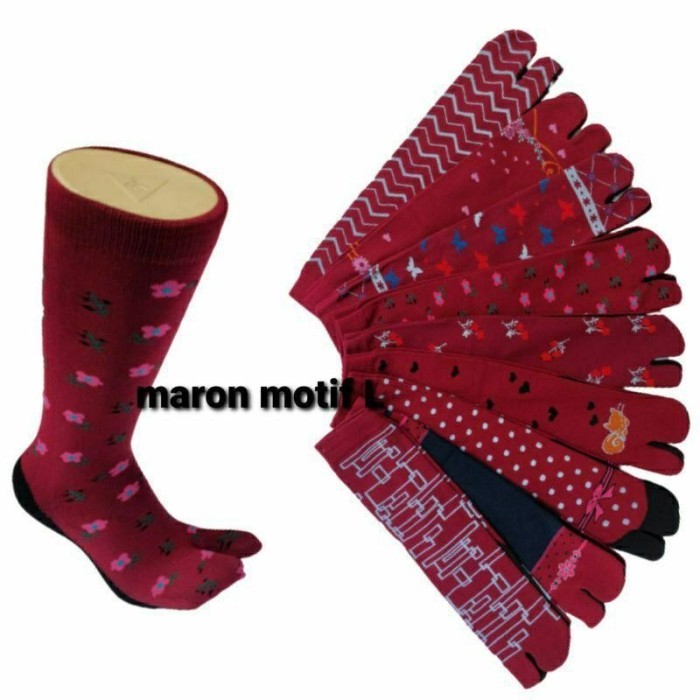 KAOS KAKI JEMPOL MUSLIMAH MOTIF WARNA MAROON KAOS KAKI JEMPOL MUSLIMAH NILON kaos kaki jempol motif(