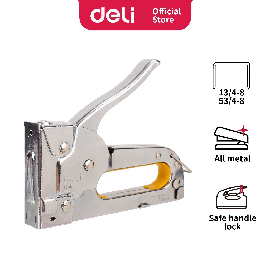 

Deli Staples Tembak Jilid Metal Tacker dengan 800pcs staples 8mm 210 190 30 mm ET35011