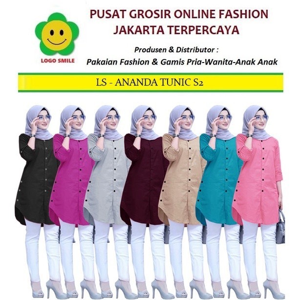 NEW -NEW ARRIVAL Tunik Ananda S2 LS (Ukuran L - XXL) - Peach, L