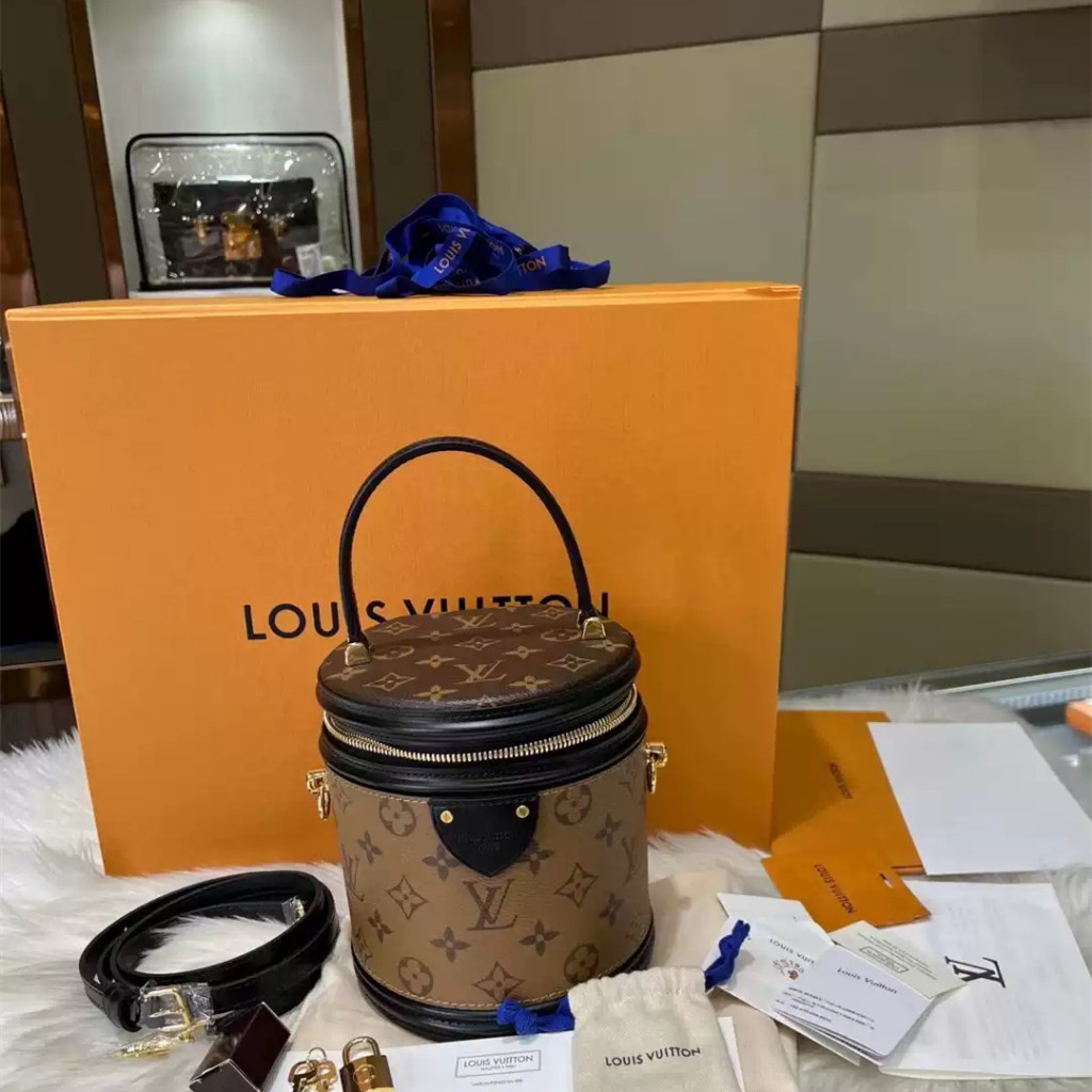 【bekas asli】（ M43986）Louis Vuitton Cannes/Louis Vuitton tas ember/tas selempang bahu wanita/ember ua