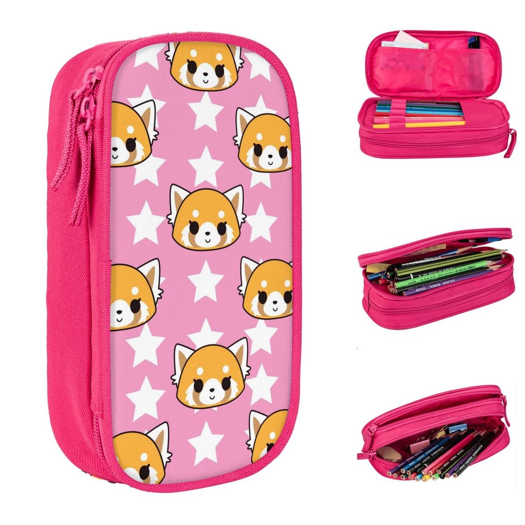 

Cute Aggretsuko Pencil Cases Anime Star Pen Pencil Bags Girl Boy Large Storage Students School Zipper Pencilcases