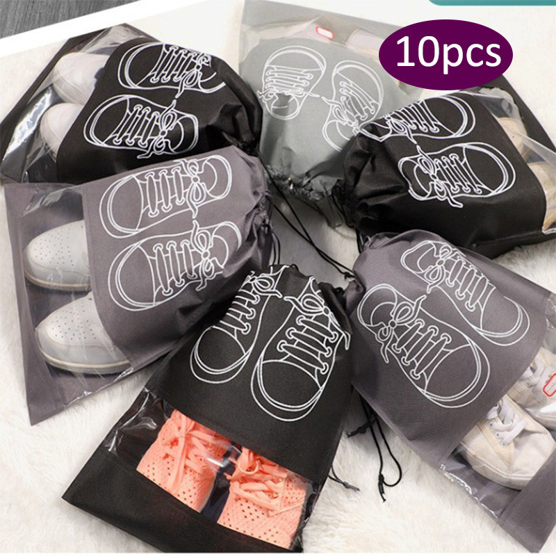 

10pcs Shoe Storage Bag Made of Non-woven Fabric Dust-proof and Moisture-proof Travel Artifact Shoe Storage Household Shoe Cover