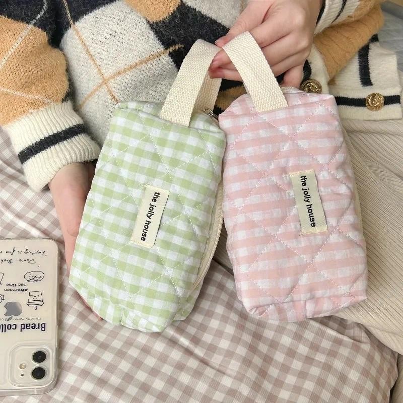 

1 Pc Chic 2024 Simplicity Pencil Case for Kids Girl Fashion Korean Checkboard Pencil Pouch Large Capacity School Stationery Bag