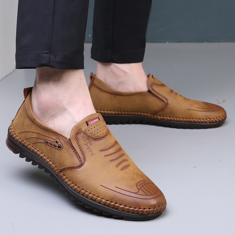 Sepatu kulit slip on pria evander Pantofel casual original 100% sepatu kerja formal Laki Laki Dewasa