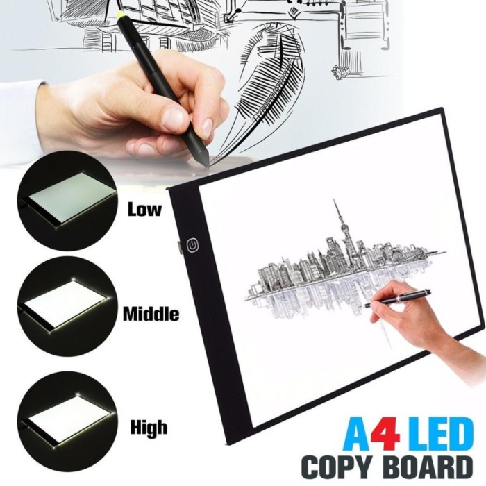 

[Terbaru] Drawing Tracing A4 Copy Board Papan Jipak LED Light Pad Ultra Slim A4