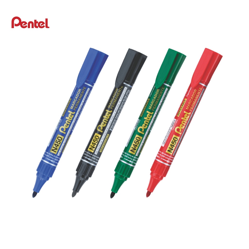 

Spidol Permanent Pentel N450 Marker Permanen Warna Hitam Biru Merah Hijau - Satuan - SHAGB