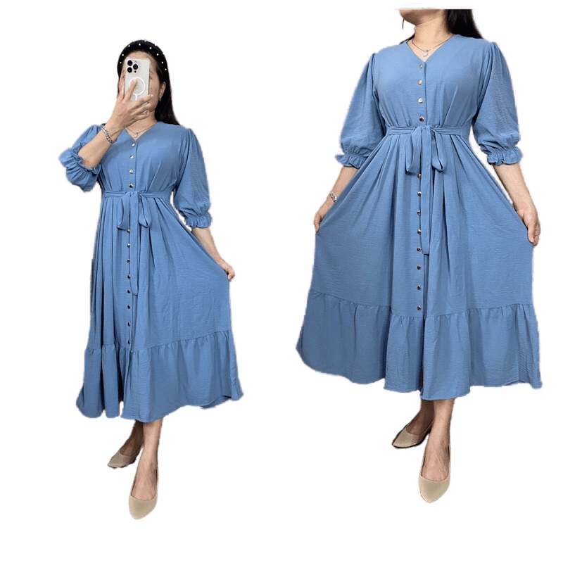 Feli Dress Jumbio Crinkle Airflow Premium Import Dress jumbo wanita