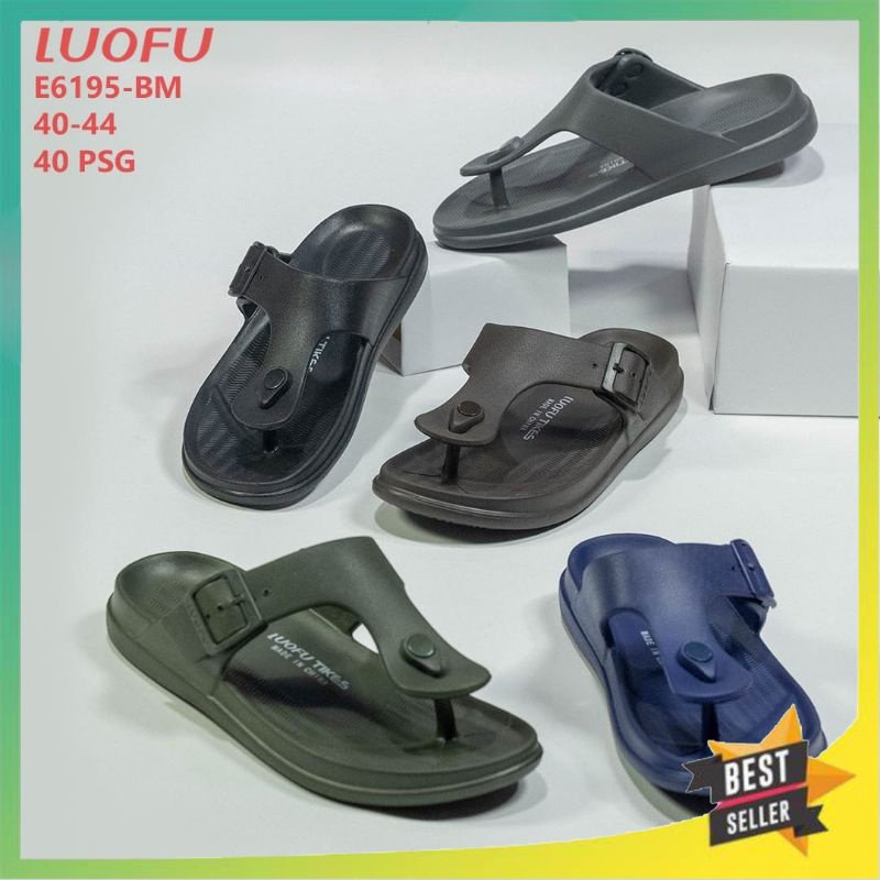 E 6195 BM Sandal Jepit Pria BEST SELLER [ SANDAL LUOFU ORIGINAL IMPORT CHINA JELLY PREMIUM ]