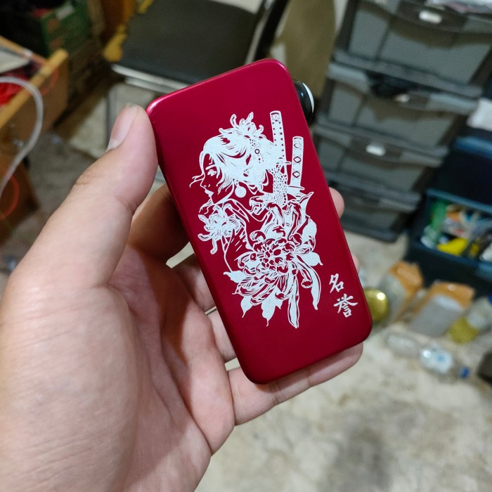 Box CNC Model V3 Laser Engraved Desain logo gambar bebas - Merah