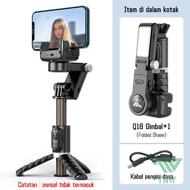 kurniacollection09_id TNW-Q18 Gimbal Stabilizer Handphone Gimbal Hp Stabilizer Tongsis Hp - Hitam