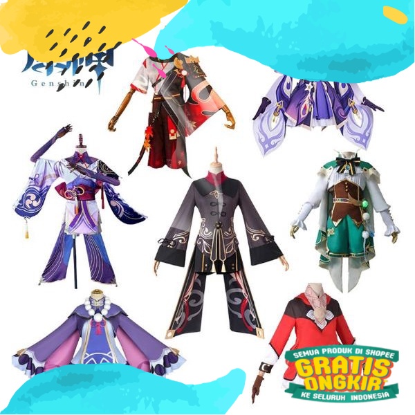 Genshin Impact Cosplay Costume Uniform Hutao Klee Raiden Shogun Keqing Qiqi Kaedehara Kazuha Anime/B