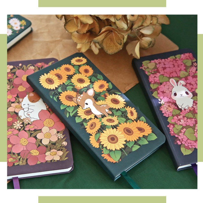 

Field of Flowers Slim Hardcover Grid Notebook - Buku Kotak Kotak - Daisy Puppy