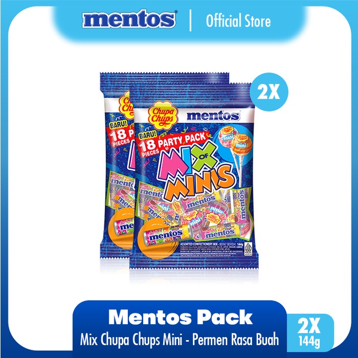 

✨PROMO✨ -Mentos Mix Chupa Chups Lollipops Mini 144g - Permen Lolipop (2 Packs)