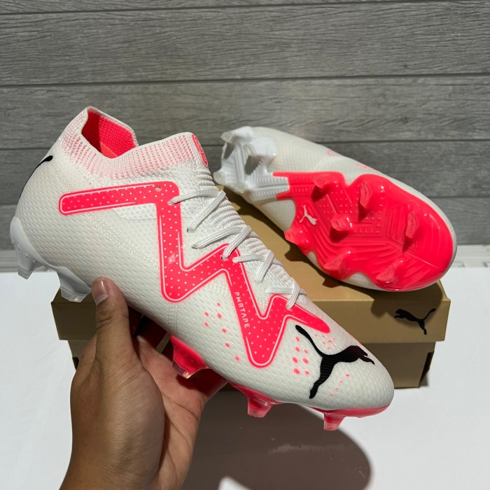 Sepatu Sepakbola Puma Mens Future Ultimate FG/AG - White Red