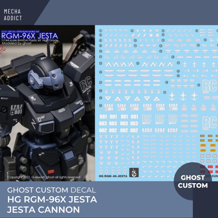 Water Slide Decal HG RGM-96X Jesta / Jesta Cannon by Ghost Decal