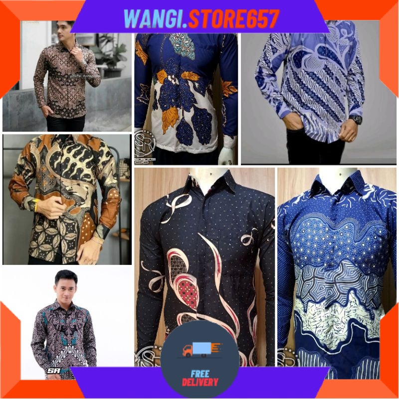 BAJU KEMERJA BATIK POLOS MOTIF KEREN PRIA  LAKI" MAS" BAPAK" / Kemeja batik Pria Lengan Panjang Ping