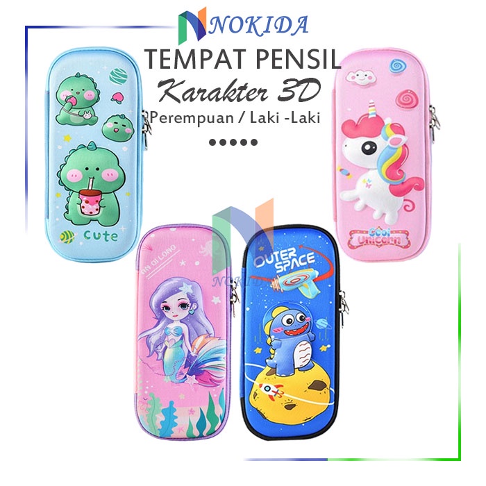 

Nokida Tempat Pensil Karakter 3D / Tepak Alat Tulis Motif Lucu Unik / Wadah Pulpen Anak