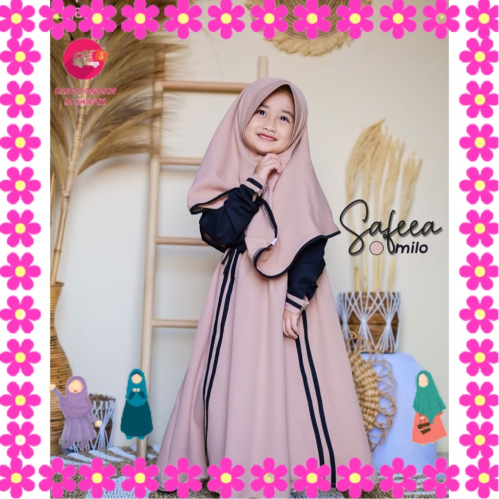 BAJU MUSLIMAH ANAK PEREMPUAN GADIS WANITA GIRLS MOTIF CUANTIK / Zahwa dress kids/gamis anak 4-6th,7-