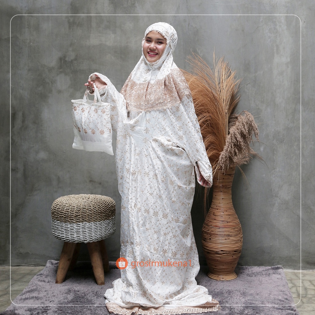 [COD] mukena setelan mahar dewasa murah warna putih polos sutra jepang prada coklat mukena besar jum