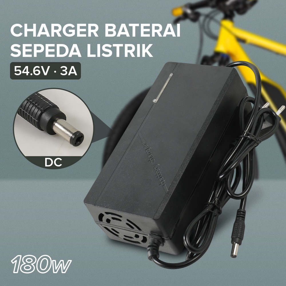 Adaptor Charger Baterai Converter Sepeda Listrik DC 54.6V 3A - 48V3A - Black