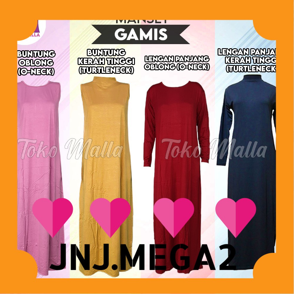 11.11 BRAND SALE Baju Manset Gamis Tangan Panjang & Tanpa Lengan Wanita Kerah Leher Turtle Neck Polo