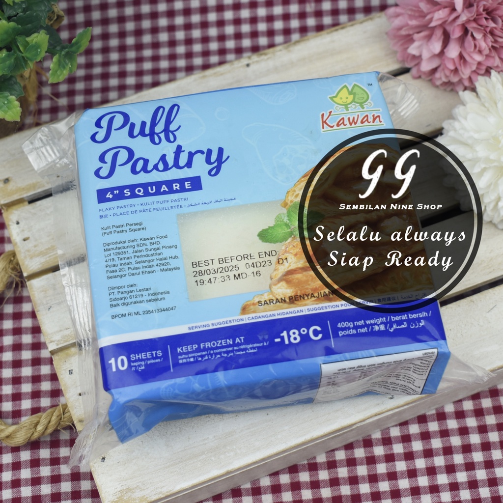 

KAWAN Puff Pastry 4" SQUARE 400 Gram 10 Sheet Kulit Pastri Persegi