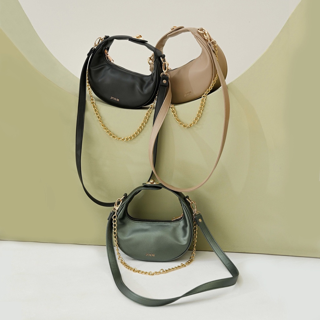 TR53EL Zorra - Laura Tas Sling Bag Wanita Rantai Model Korea Bulat Kecil Elegan Kekinian Tas Selempa