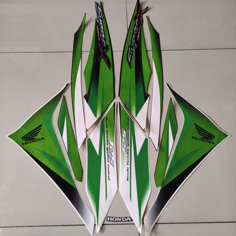 striping honda supra x 125 r helm in 2010 2011 hijau putih list body standar berkualitas terbaik