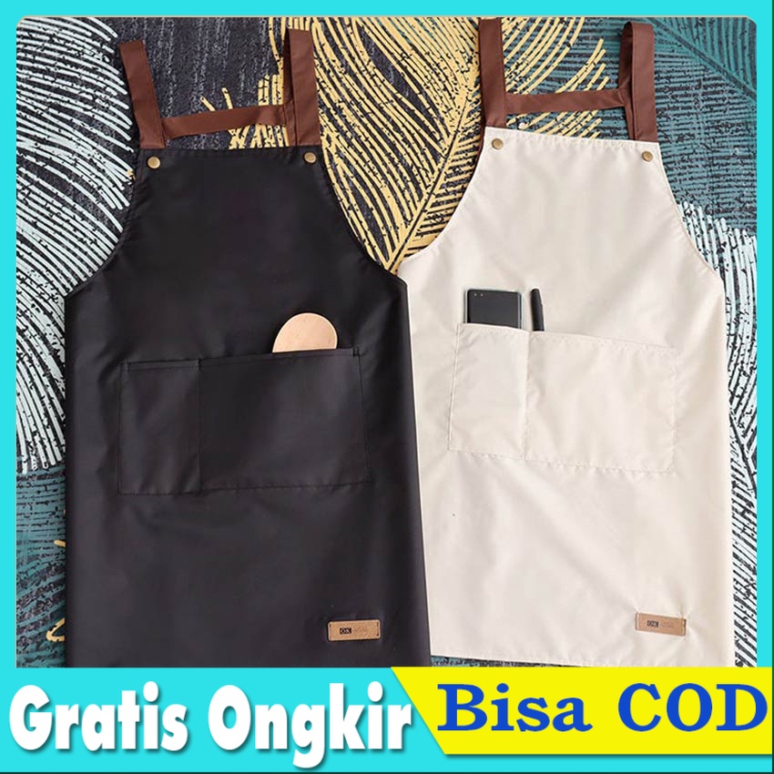 Apron Waterproof Celemek Masak Dewasa Apron Motif Polos / Celemek Apron Korea / Apron Chef / Celemek