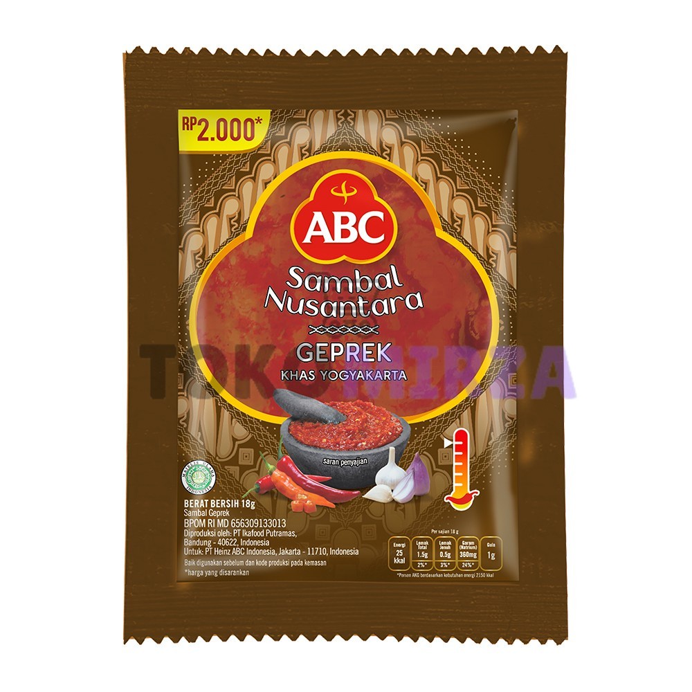 

ABC Sambal Nusantara Geprek 100 x 18 g ( 1 KARTON )