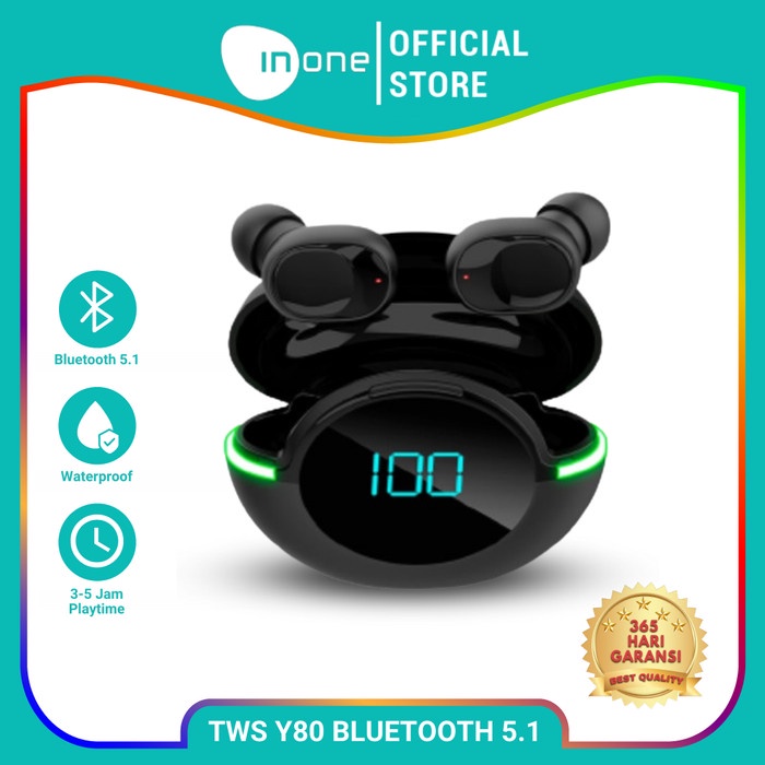 INONE Earphone TWS Bluetooth 5.1 Headset in-ear Digital Display LEDY80 - Y80