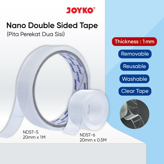 

Nano Double Sided Tape Pita Perekat Dua Sisi Joyko NDST