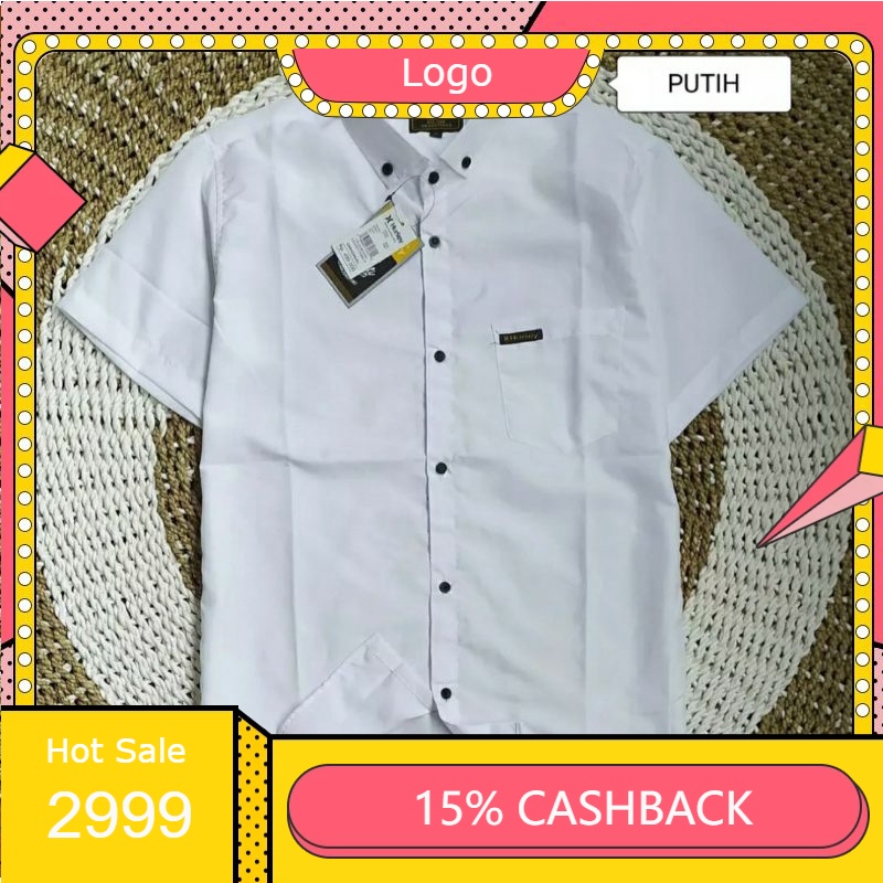 Kemeja Putih Pria Lengan Pendek Baju Kemeja Cowok Kerja Kantor Kasual Formal Premium Distro Hem Keki
